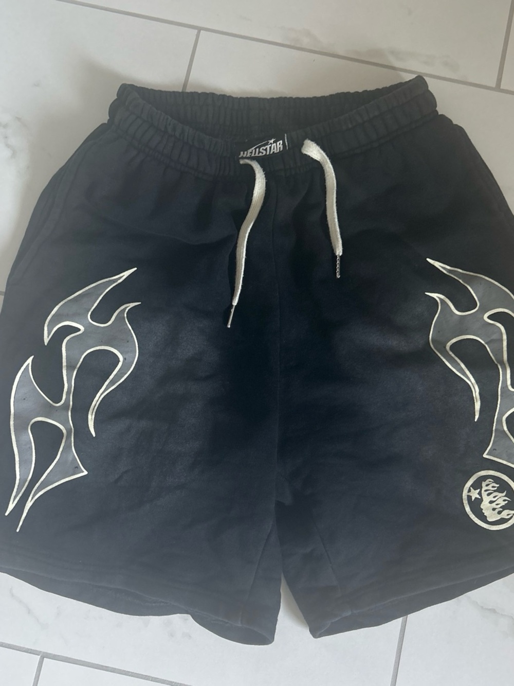 Black Athletic Shorts with White Tribal Accents